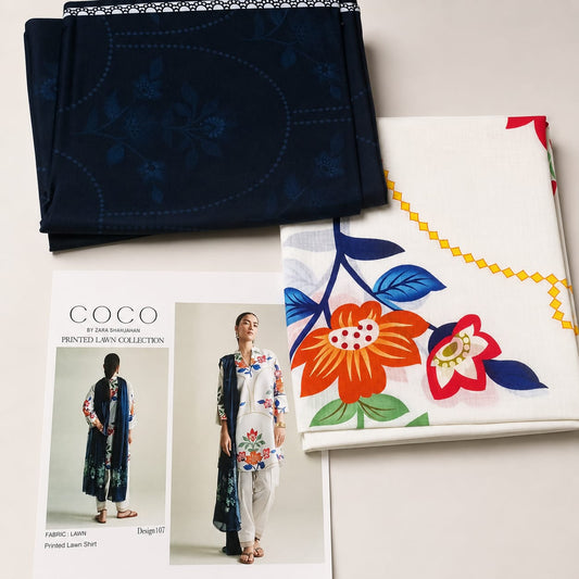 Coco Prints By Zara Shahjahan Printed Slub Cotton 3 Piece Unstitched Suit