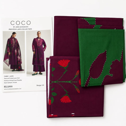 Coco by Zara Shahjahan Prints Unstitched Cambric 3Pc Suit D-07A Lilt